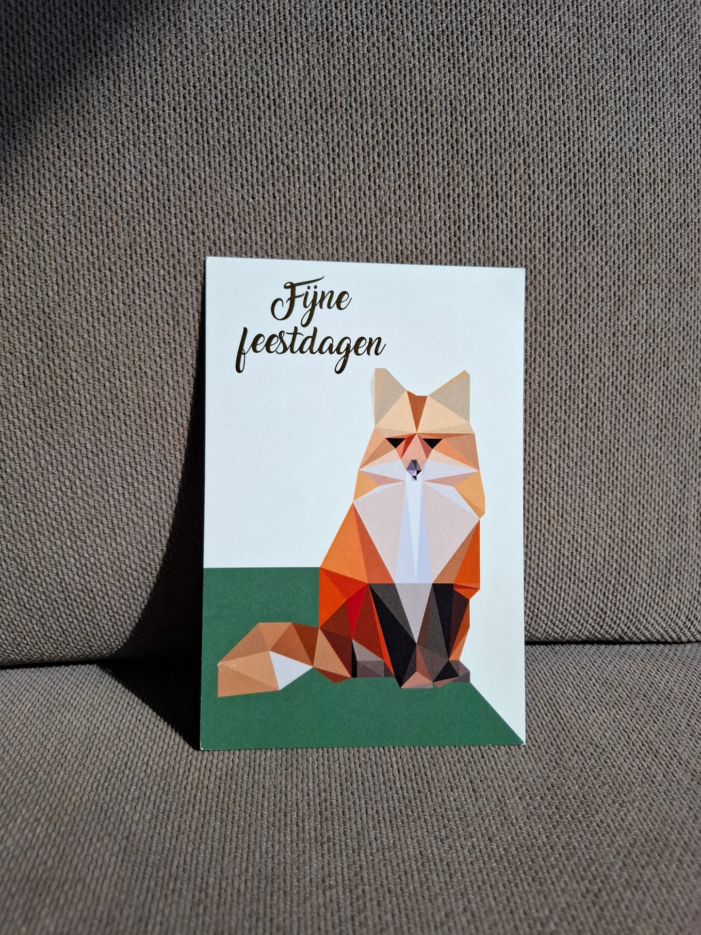 Postkaart fijne feestdagen vos met gouden folie