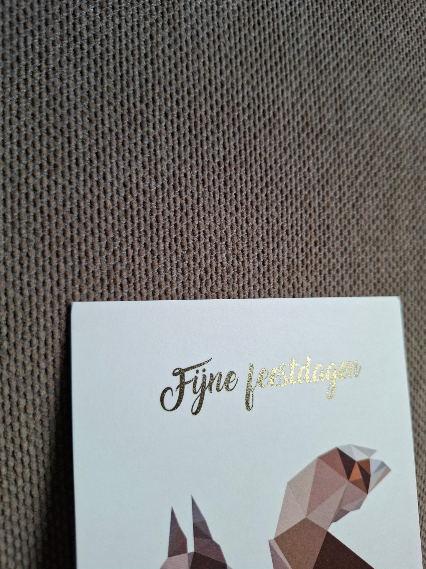 Postkaart fijne feestdagen eekhoorn met goudfolie