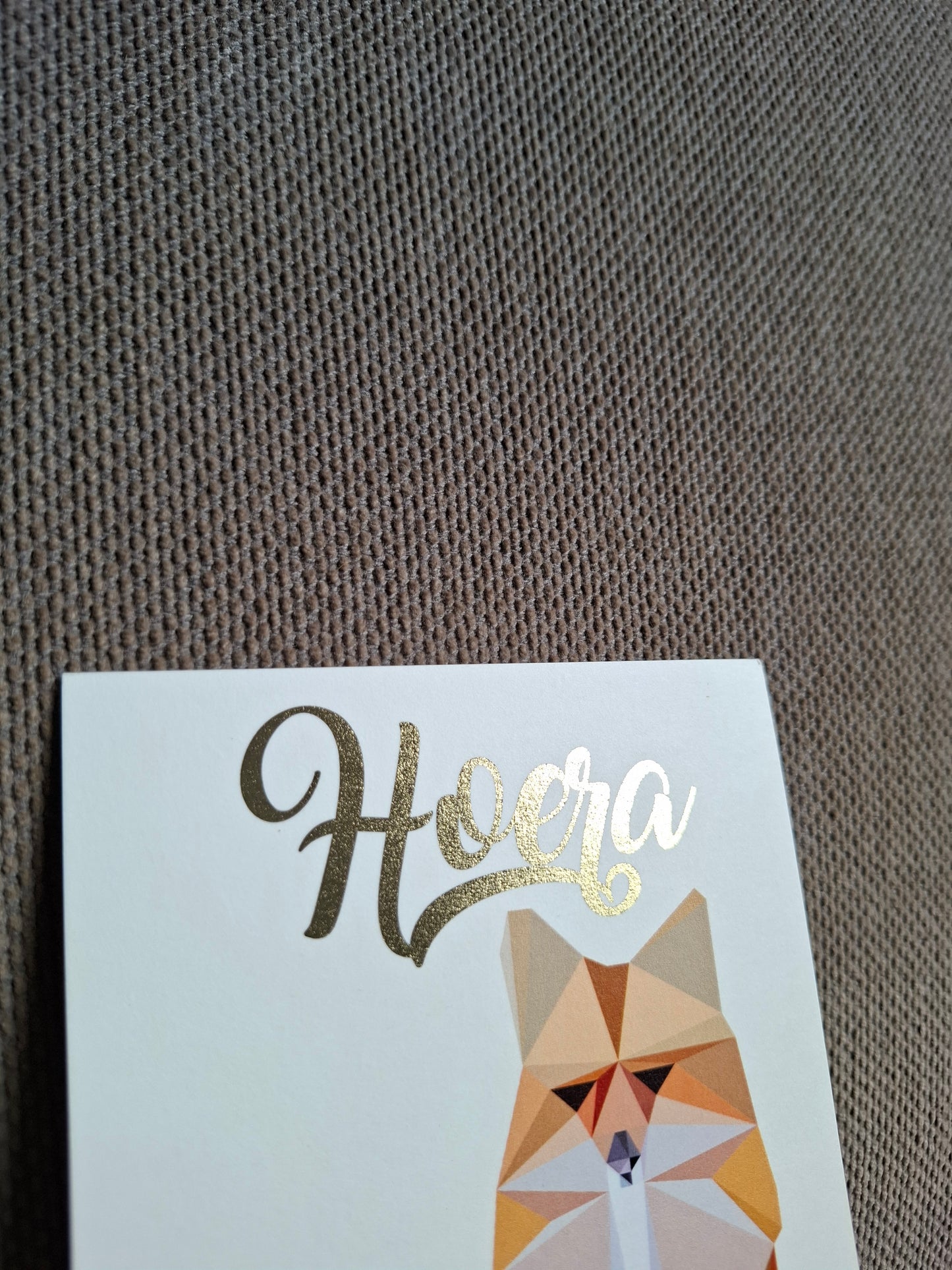 Postkaart hoera vos met goudfolie