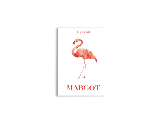 Geometrische illustratie van een roze flamingo