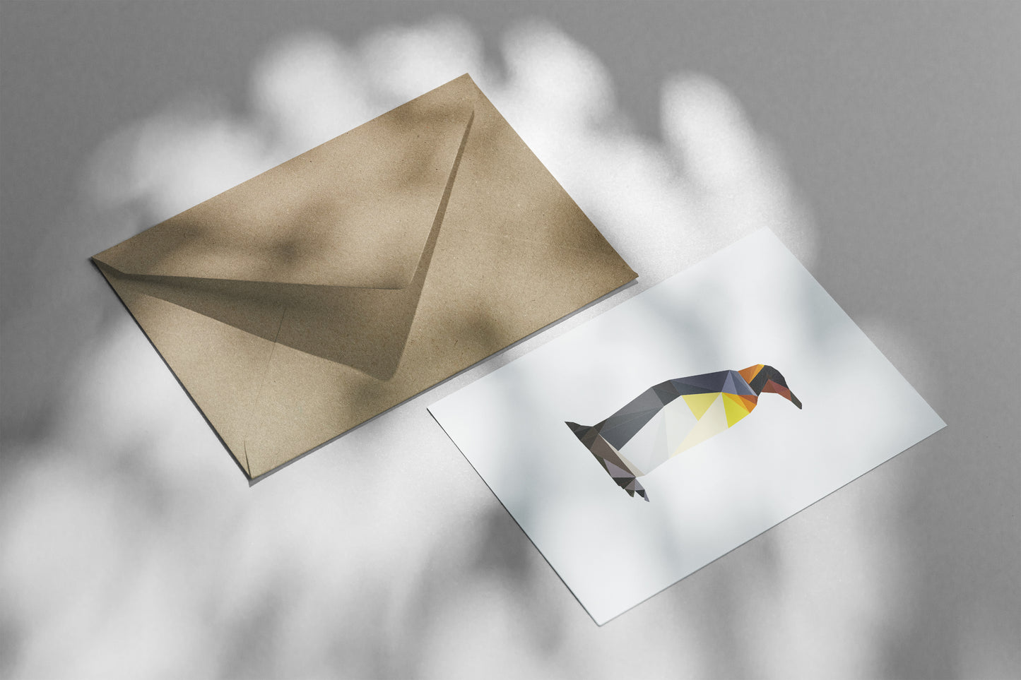 Wenskaart pinguïn met envelop