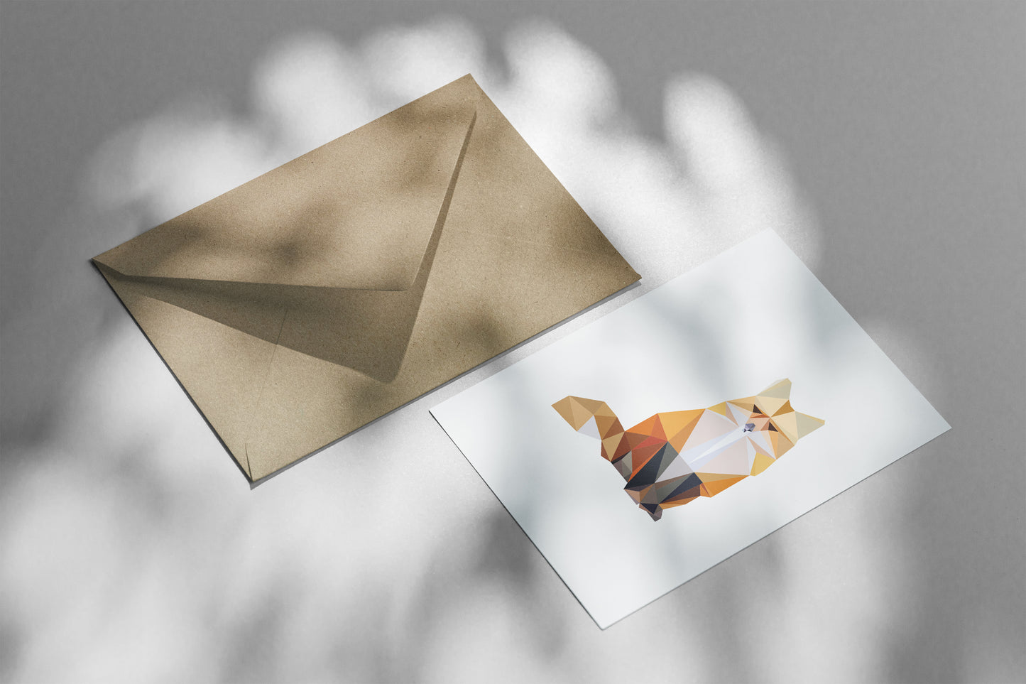 Wenskaart vos met envelop