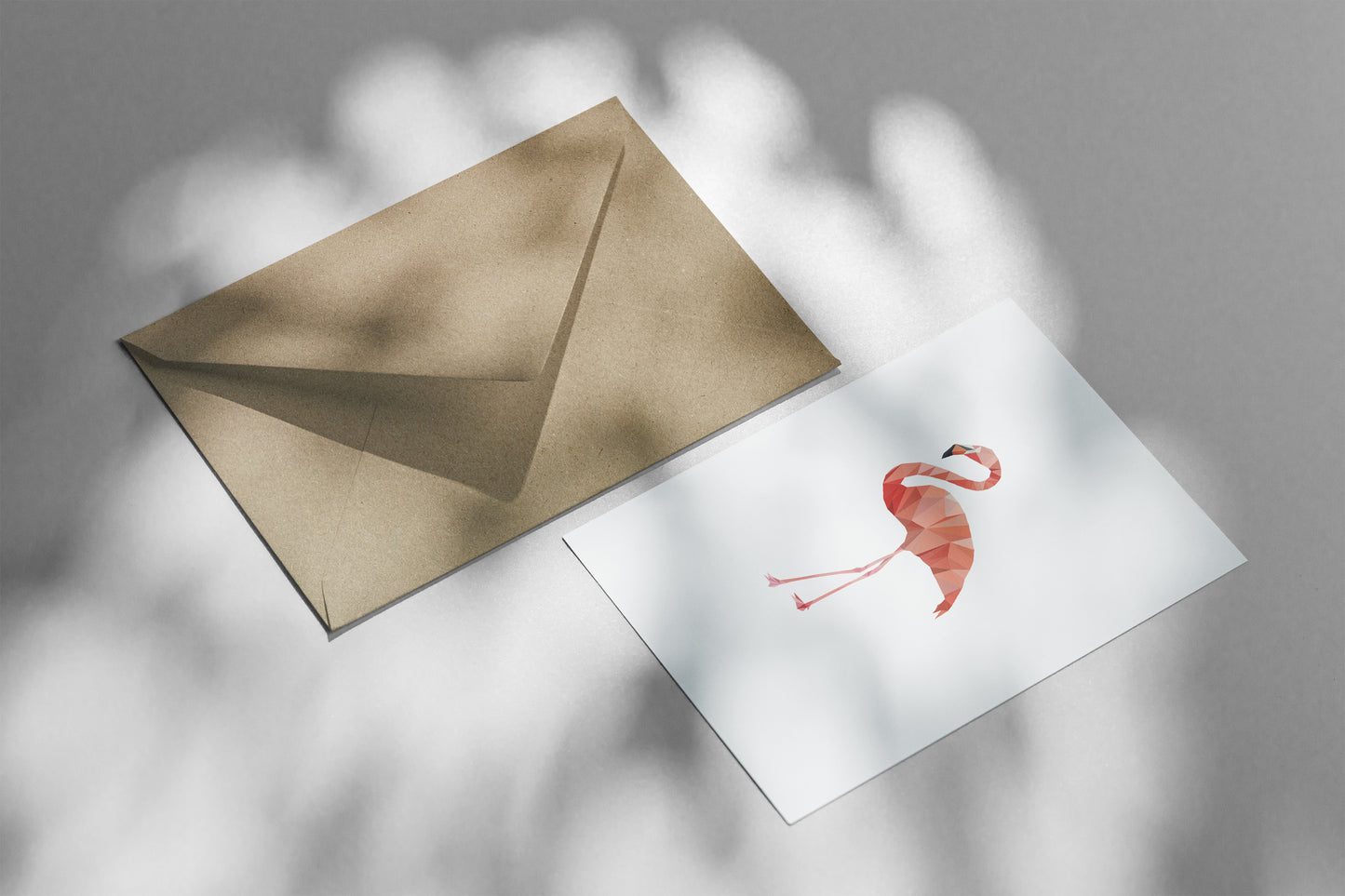 Wenskaart flamingo met envelop
